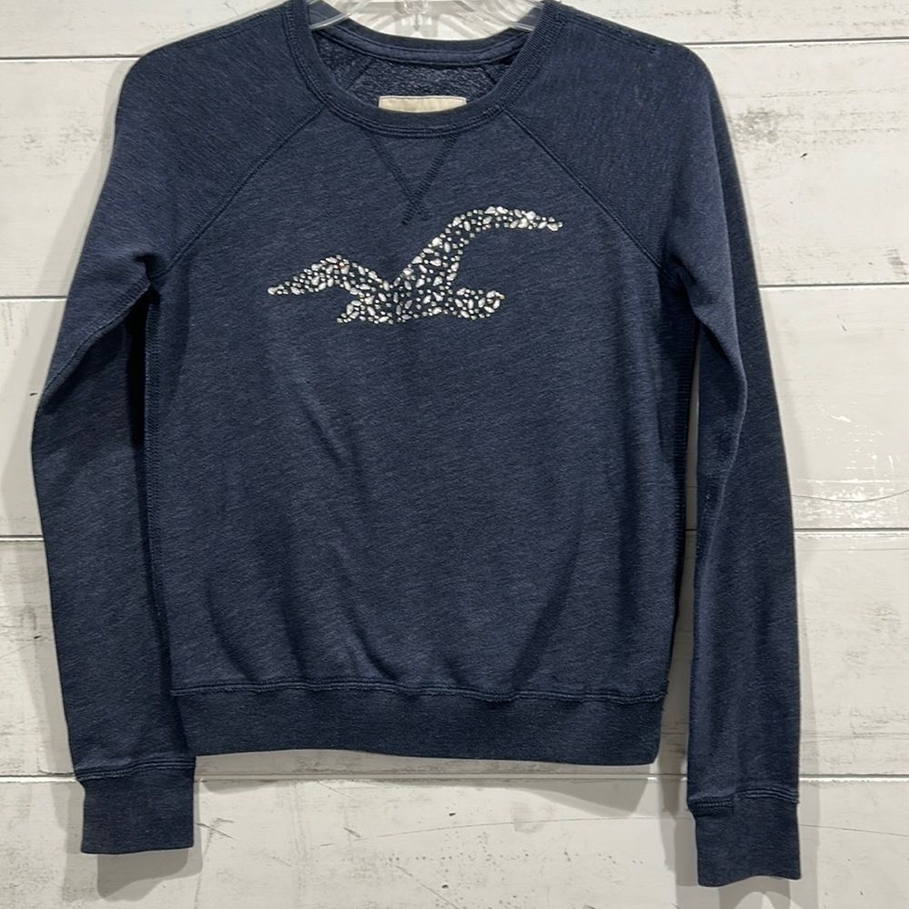 Hollister Rhinestone Bird Logo Pullover Sweater - XS